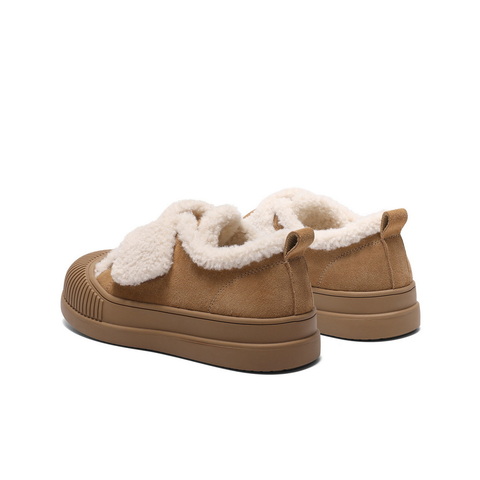 百丽时尚舒适毛毛鞋女2024冬新商场同款保暖加绒板鞋D1T1DAM5