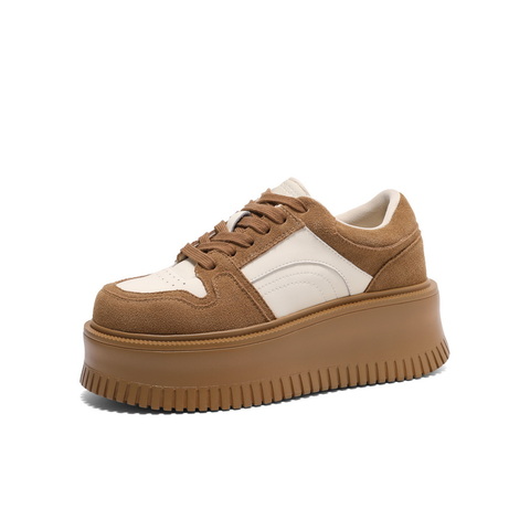 百丽休闲舒适拼色板鞋女2025春新增高厚底鞋B2355AM5