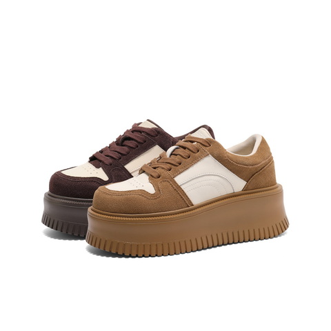 百丽休闲舒适拼色板鞋女2025春新增高厚底鞋B2355AM5