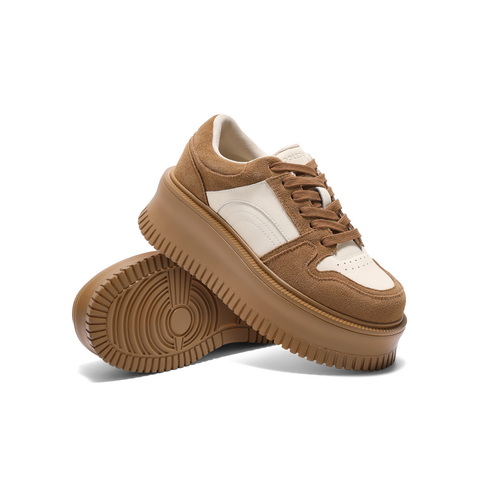 百丽休闲舒适拼色板鞋女2025春新增高厚底鞋B2355AM5