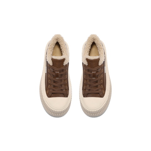 百丽舒适板鞋女2025春新厚底保暖加绒休闲鞋B2373AM5