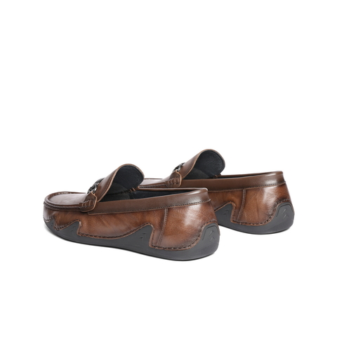 百丽一脚蹬休闲豆豆鞋男2025春新牛皮革套脚商务乐福皮鞋A1818AM5