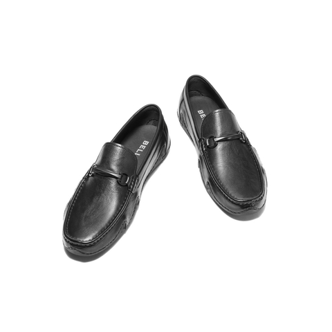 百丽一脚蹬休闲豆豆鞋男2025春新牛皮革套脚商务乐福皮鞋A1818AM5