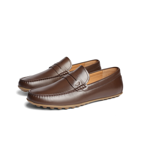 百丽一脚蹬休闲豆豆鞋男2025春新款牛皮革英伦风商务皮鞋A1820AM5