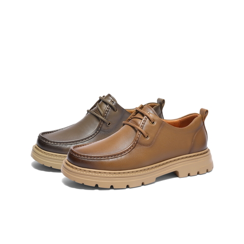 百丽复古潮流休闲鞋男2025春新商场同款牛皮革厚底工装鞋8QJ01AM5