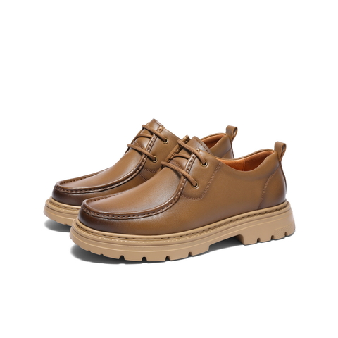 百丽复古潮流休闲鞋男2025春新商场同款牛皮革厚底工装鞋8QJ01AM5