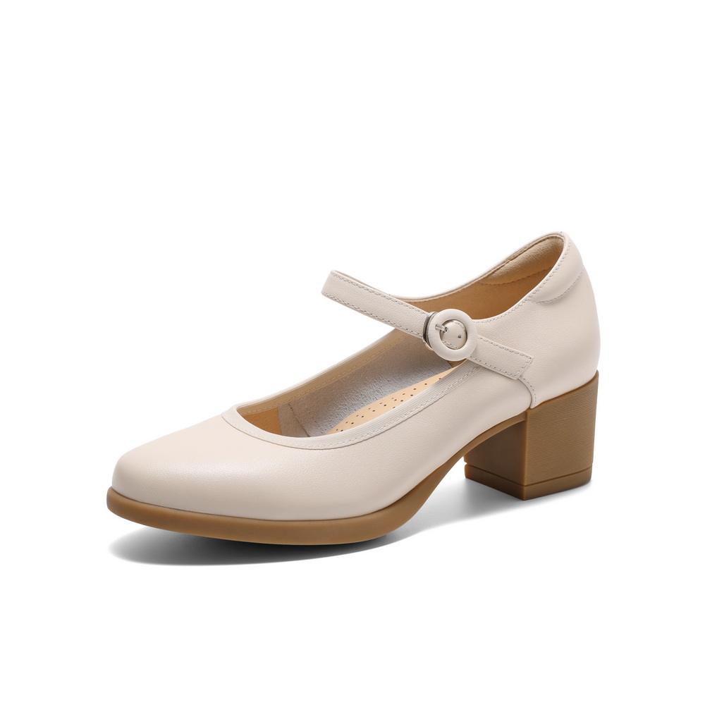 百丽扣带时装玛丽珍鞋女2025春新真皮时尚优雅鞋D3U1DAQ5