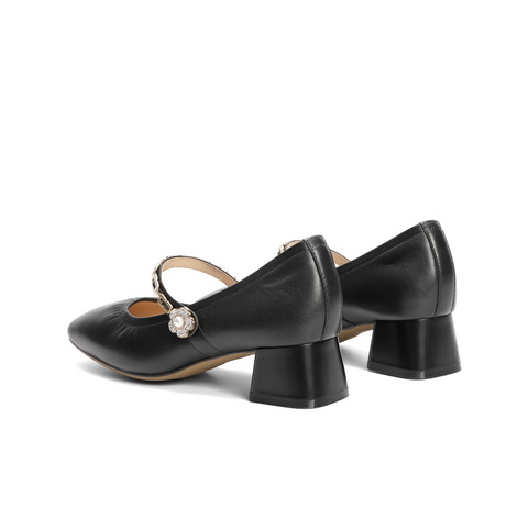 百丽扣带时装玛丽珍鞋女2025春新真皮时尚优雅鞋D4A1DAQ5