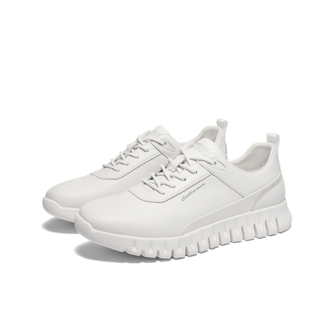 百丽厚底休闲健步鞋男2025春新商场同款牛皮革商务运动鞋8QL01AM5