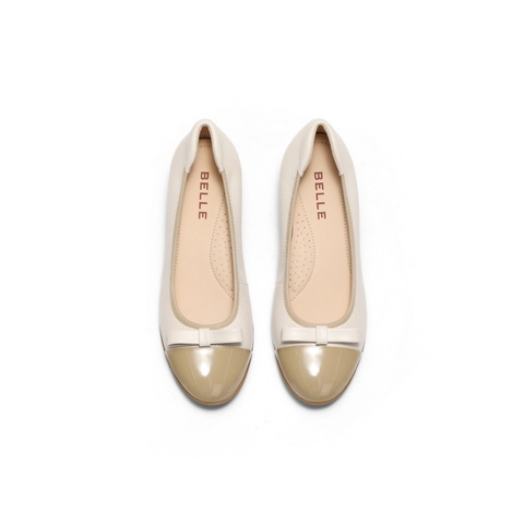 百丽休闲舒适单鞋女2025春新真皮蝴蝶结时尚单鞋D3T1DAQ5