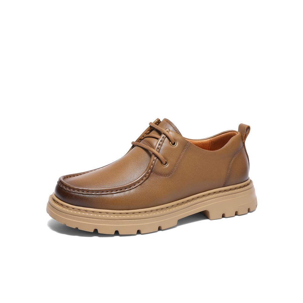 百丽复古潮流休闲鞋男2025春新商场同款牛皮革厚底工装鞋8QJ01AM5