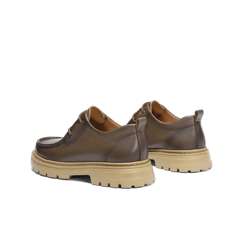 百丽复古潮流休闲鞋男2025春新商场同款牛皮革厚底工装鞋8QJ01AM5