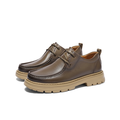 百丽复古潮流休闲鞋男2025春新商场同款牛皮革厚底工装鞋8QJ01AM5