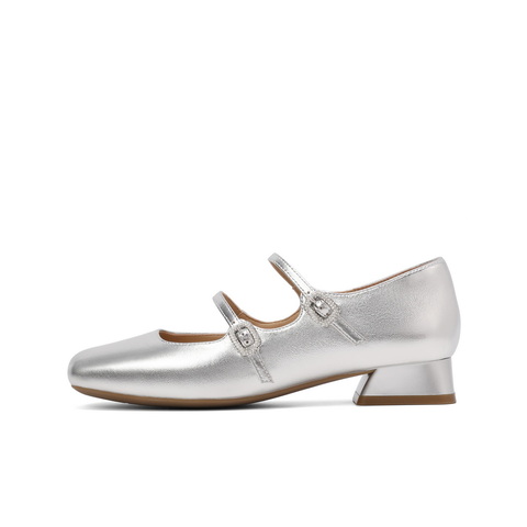 百丽气质时装玛丽珍鞋女2025春新商场同款真皮双条带单鞋3QA17AQ5