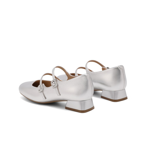 百丽气质时装玛丽珍鞋女2025春新商场同款真皮双条带单鞋3QA17AQ5