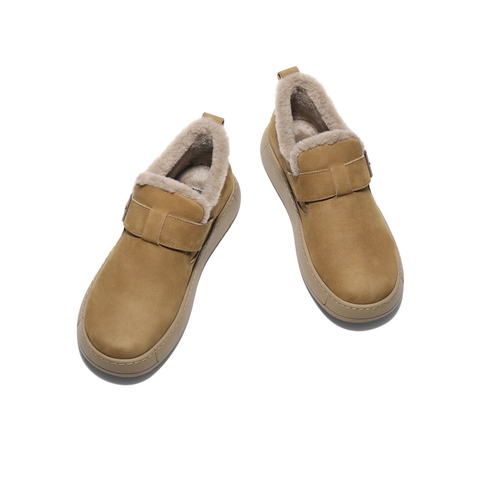 百丽全包勃肯吐司鞋男2025春新商场同款牛皮革保暖毛毛鞋8RP01AM5