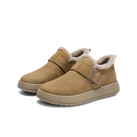 百丽全包勃肯吐司鞋男2025春新商场同款牛皮革保暖毛毛鞋8RP01AM5