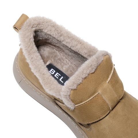 百丽全包勃肯吐司鞋男2025春新商场同款牛皮革保暖毛毛鞋8RP01AM5