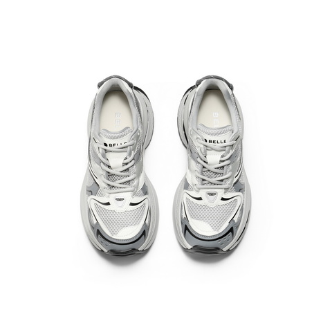 百丽时尚拼色老爹鞋女2025春新舒适透气网面休闲鞋B2453AM5