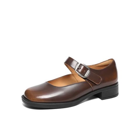 百丽扣带时装玛丽珍鞋女2025春新真皮时尚优雅鞋3P904AQ5