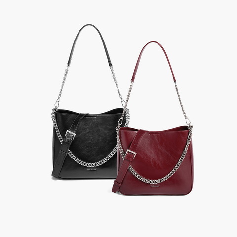 百丽包包女2025新商场同款时尚简约百搭单肩斜挎水桶包BL813BX5