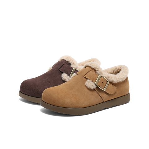 百丽时尚简约勃肯鞋女2025春新商场同款加绒保暖鞋D4W1DAM5