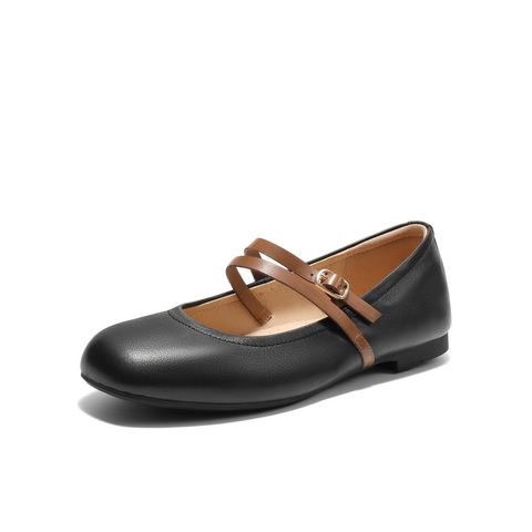 百丽舒适时装玛丽珍鞋女2025春新真皮优雅复古单鞋3H914AQ5