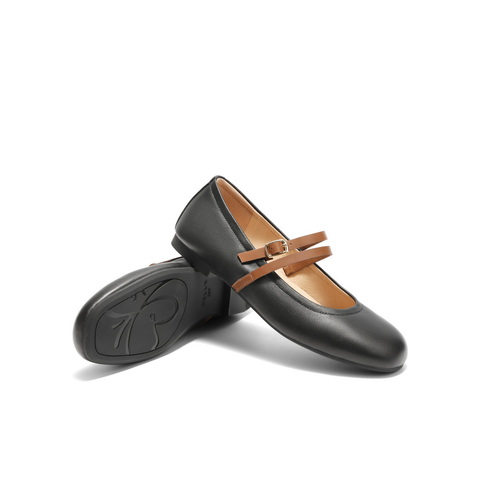 百丽舒适时装玛丽珍鞋女2025春新真皮优雅复古单鞋3H914AQ5