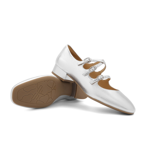 百丽方头玛丽珍鞋女25春新商场同款真皮三条带单鞋BR404AQ5