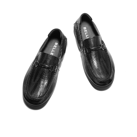 百丽打孔透气豆豆鞋男2025夏新牛皮一脚蹬懒人鞋休闲皮鞋A1890BM5