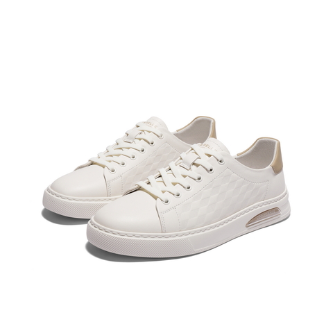 百丽时尚压花小白鞋男2025夏新商场同款舒适百搭休闲板鞋8SA01BM5