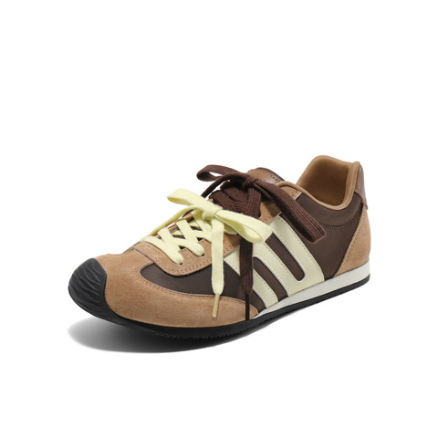 百丽跑道双鞋带休闲鞋2025夏新商场同款拼色翘头休闲鞋D7M1DBM5