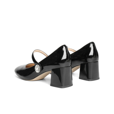 百丽优雅时装玛丽珍鞋女2025春新真皮方头气质单鞋D7L1DAQ5