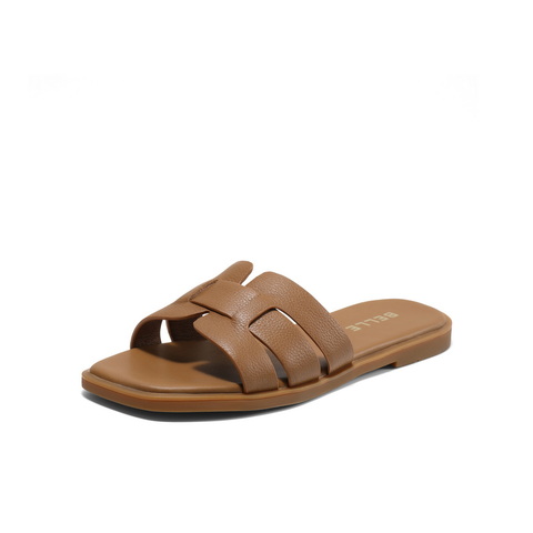 百丽简约编织拖鞋女2025夏新商同款舒适平跟可外穿拖鞋D6F1DBT5