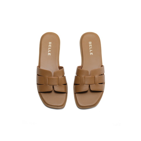 百丽简约编织拖鞋女2025夏新商同款舒适平跟可外穿拖鞋D6F1DBT5