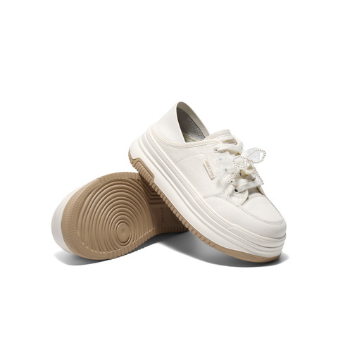 百丽百搭板鞋女2025春新厚底可两穿休闲小白鞋D7W1DAM5