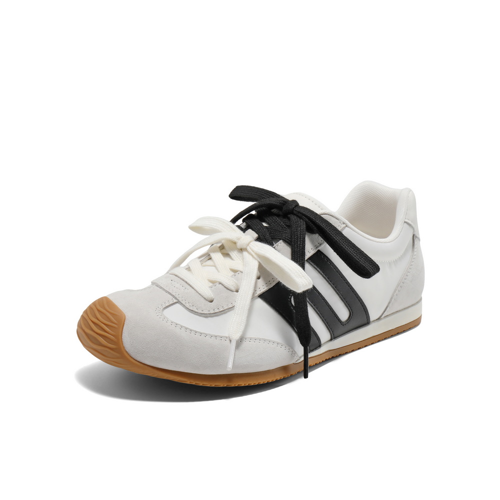 百丽跑道双鞋带休闲鞋2025夏新商场同款拼色翘头休闲鞋D7M1DBM5