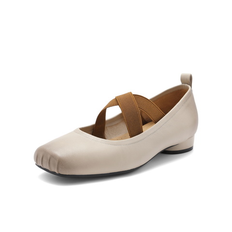 百丽气质淑女玛丽珍鞋女25春新真皮时尚芭蕾风单鞋B1R1DAQ5