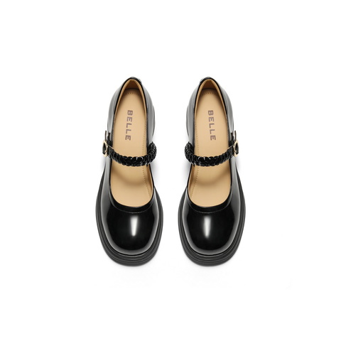 百丽优雅时装玛丽珍鞋女2025春新商场同款显瘦方跟单鞋3A6A8AQ5