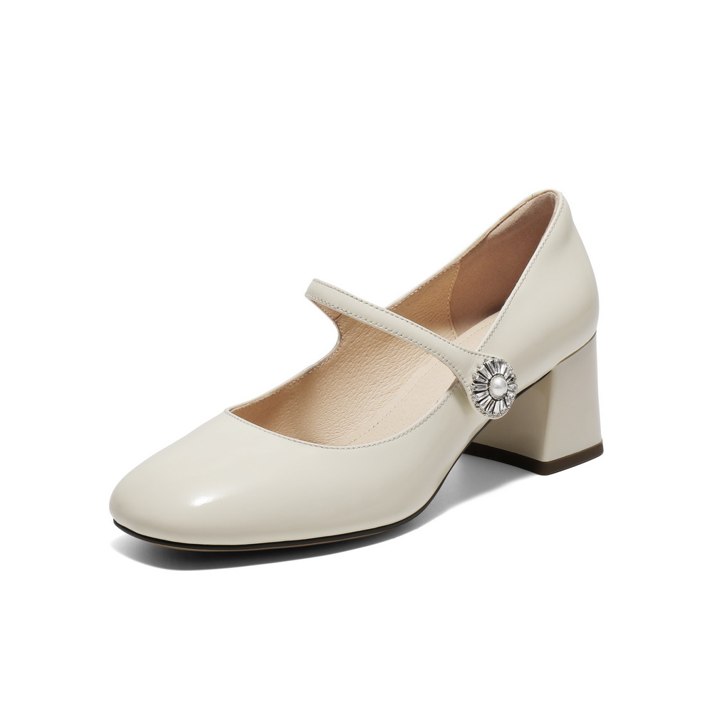 百丽优雅时装玛丽珍鞋女2025春新真皮方头气质单鞋D7L1DAQ5