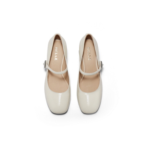 百丽优雅时装玛丽珍鞋女2025春新真皮方头气质单鞋D7L1DAQ5