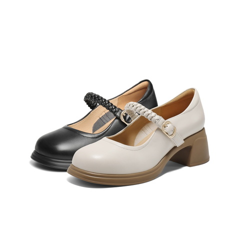 百丽优雅时装玛丽珍鞋女2025春新商场同款显瘦方跟单鞋3A6A8AQ5