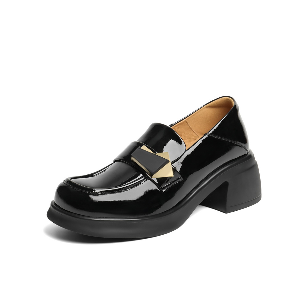 百丽舒适通勤乐福鞋女2025春新真皮质感百搭鞋B2494AM5