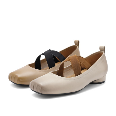 百丽气质淑女玛丽珍鞋女25春新真皮时尚芭蕾风单鞋B1R1DAQ5