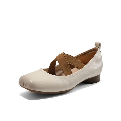 百丽气质淑女玛丽珍鞋女25春新真皮时尚芭蕾风单鞋B1R1DAQ5