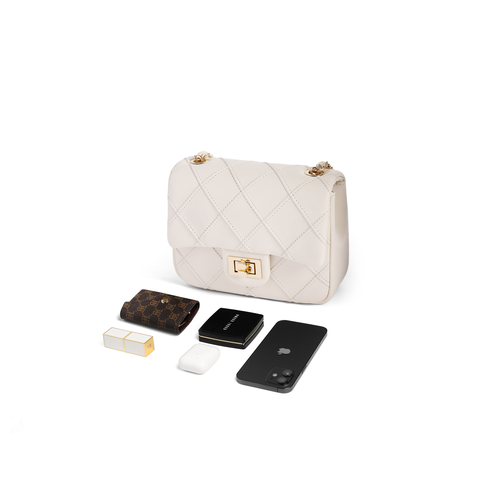 百丽包女2025夏商场同款小香风菱格华夫饼单肩斜挎绗缝包X7307BX5