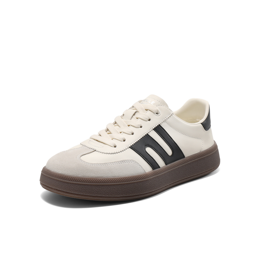 百丽潮搭撞色休闲板鞋男2025春新商场同款厚底复古德训鞋8QF01AM5