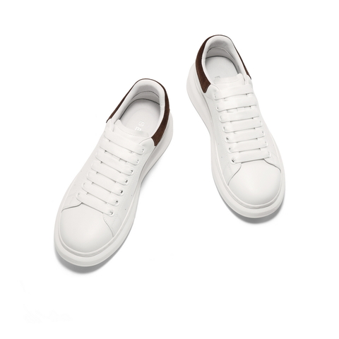 百丽时尚百搭小白鞋男2025夏季新款舒适厚底系带休闲板鞋A116BM5