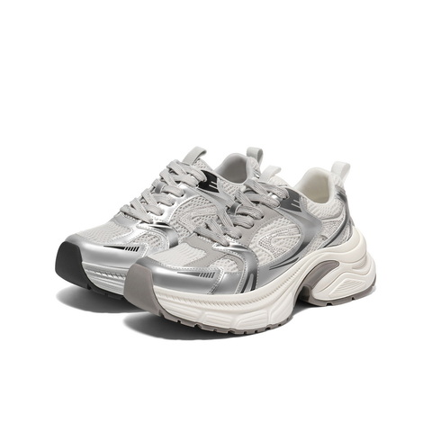 百丽拼接潮流老爹鞋女2025春新时尚厚底运动休闲鞋B2524AM5