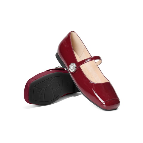 百丽气质玛丽珍鞋女2025春新商场同款真皮方头单鞋D7P1DAQ5